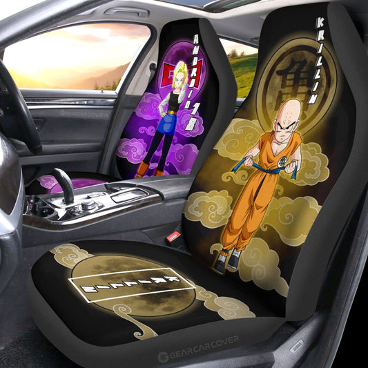 Krillin And Android 18 Car Seat Covers Custom Dragon Ball Anime Car Accessories - Gearcarcover - 2