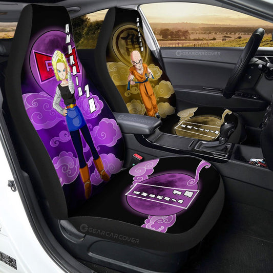 Krillin And Android 18 Car Seat Covers Custom Dragon Ball Anime Car Accessories - Gearcarcover - 1