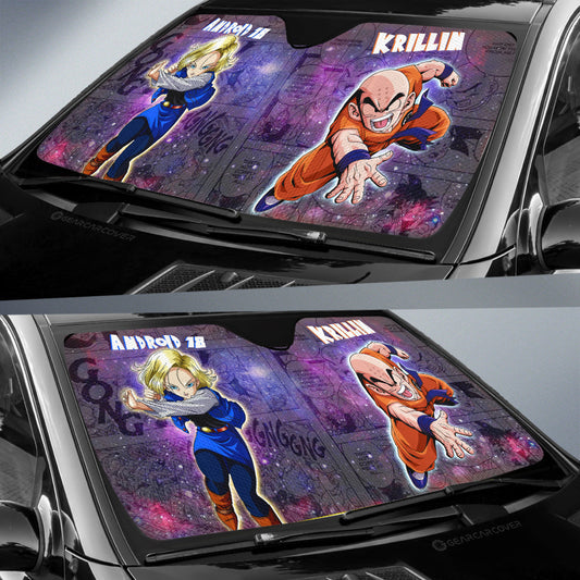 Krillin And Android 18 Car Sunshade Custom Dragon Ball Anime Car Accessories Galaxy Style - Gearcarcover - 2