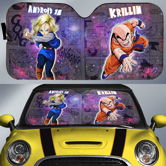 Krillin And Android 18 Car Sunshade Custom Dragon Ball Anime Car Accessories Galaxy Style - Gearcarcover - 1