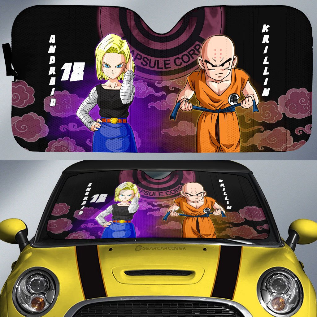 Krillin And Android 18 Car Sunshade Custom Dragon Ball Anime Car Accessories - Gearcarcover - 1