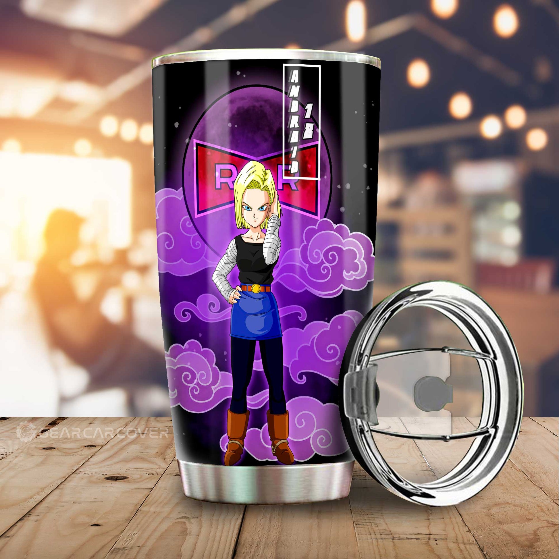 Krillin And Android 18 Tumbler Cup Custom Dragon Ball Anime Car Accessories - Gearcarcover - 2