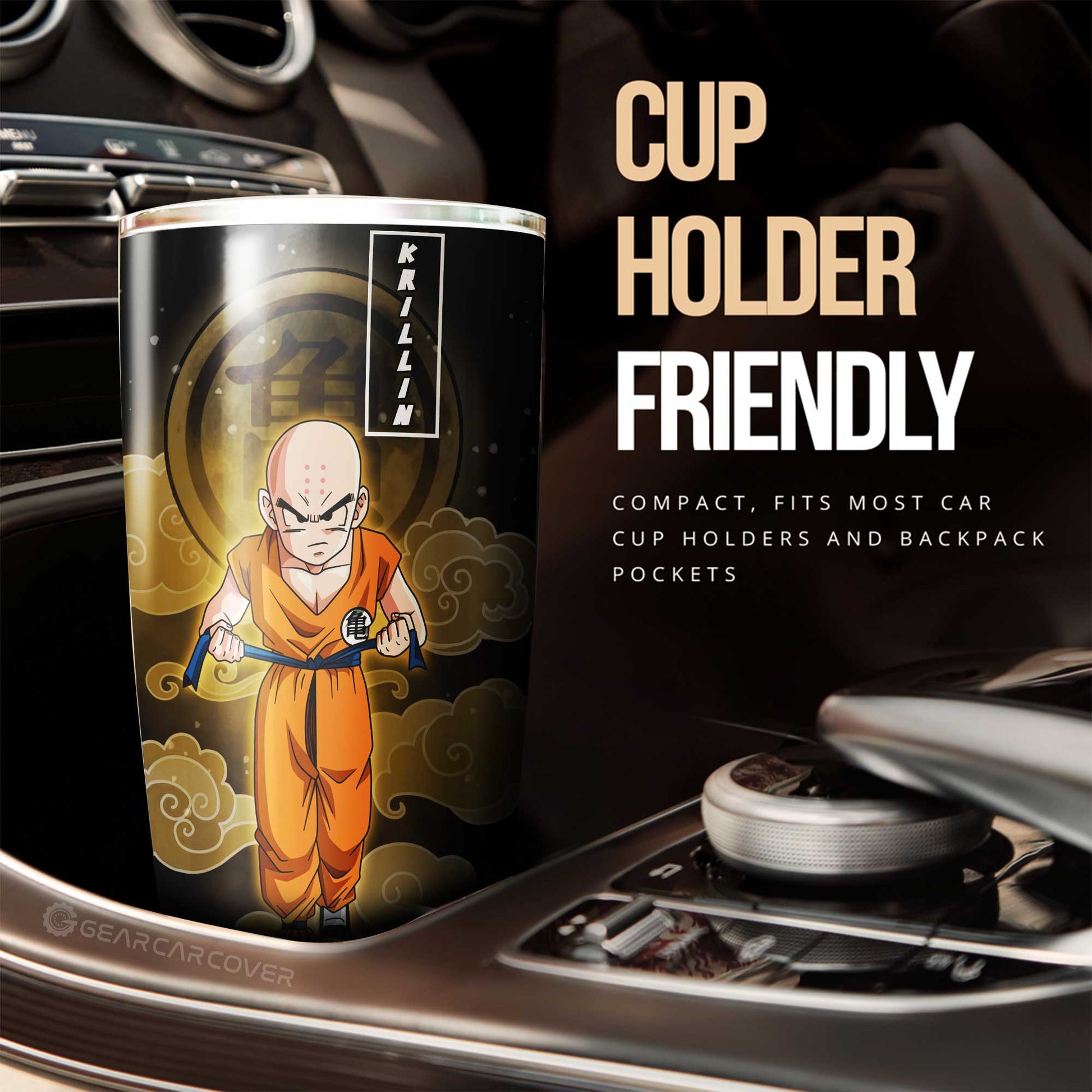 Krillin And Android 18 Tumbler Cup Custom Dragon Ball Anime Car Accessories - Gearcarcover - 3