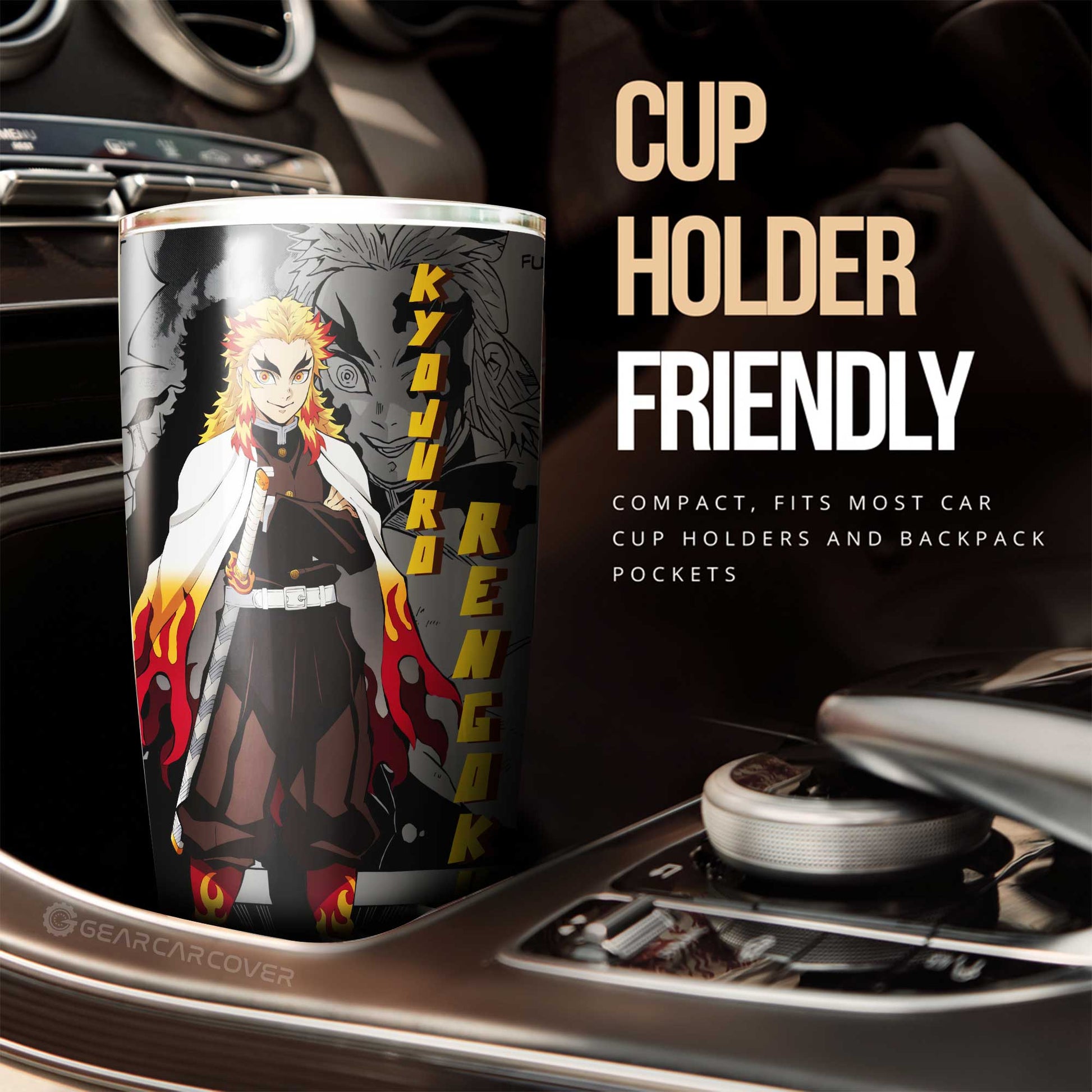 Kyojuro Rengoku Tumbler Cup Custom Demon Slayer Anime Mix Mangas - Gearcarcover - 3