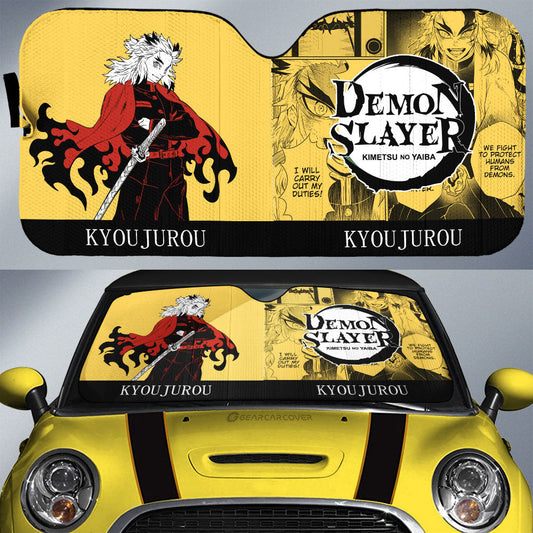 Kyoujurou Rengoku Car Sunshade Custom Demon Slayer Car Accessories Manga Style - Gearcarcover - 1