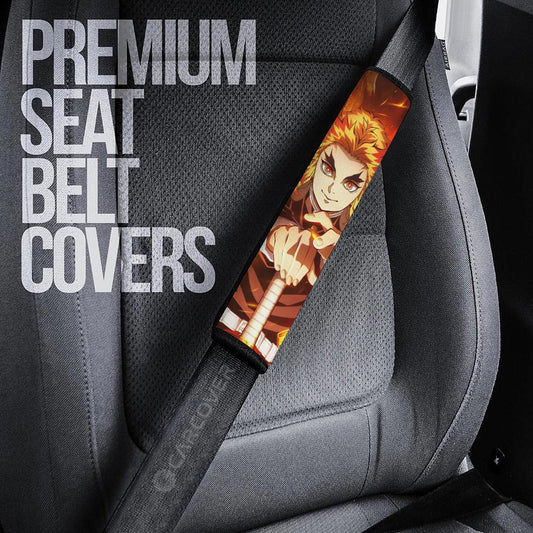 Kyoujurou Rengoku Seat Belt Covers Custom Demon Slayer Anime Car Accessoriess - Gearcarcover - 2