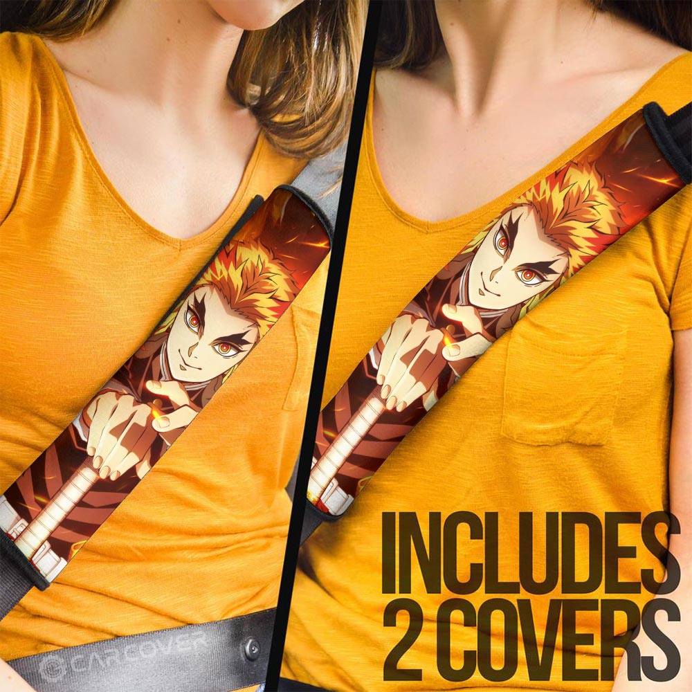 Kyoujurou Rengoku Seat Belt Covers Custom Demon Slayer Anime Car Accessoriess - Gearcarcover - 3