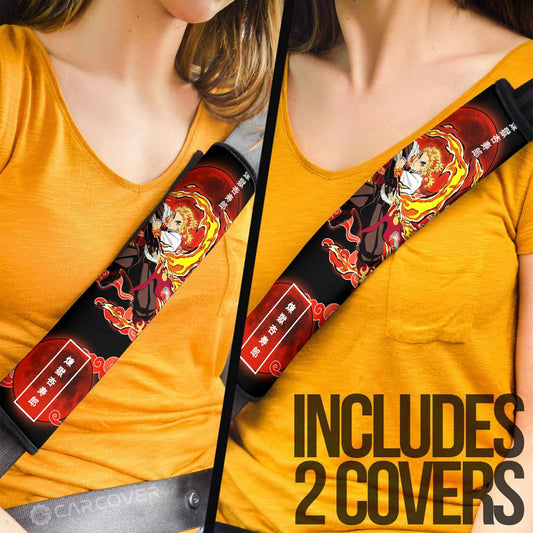 Kyoujurou Rengoku Seat Belt Covers Custom Demon Slayer Anime Car Interior Accessories - Gearcarcover - 2