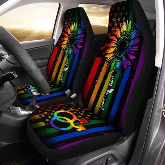 LGBT Sunflower Car Seat Covers Custom Love Is Love Car Accessories Gifts - Gearcarcover - 2