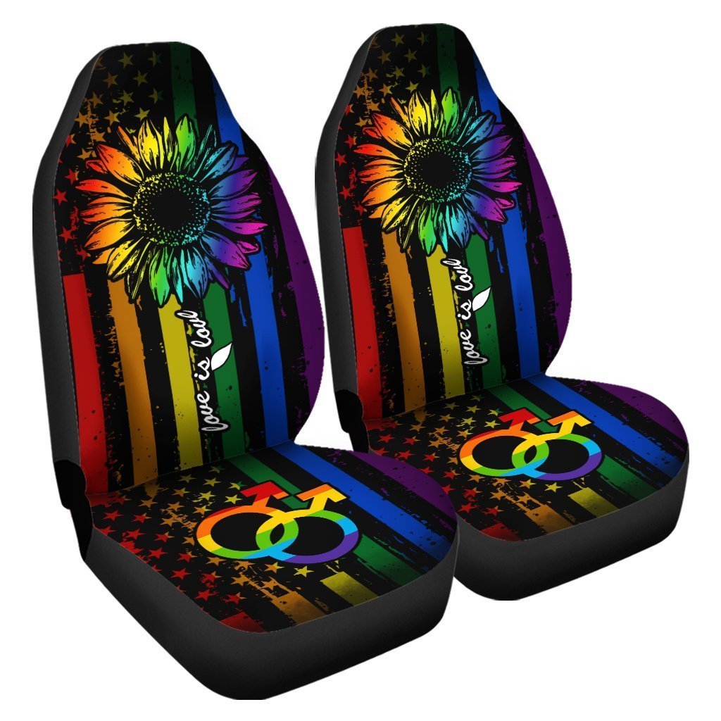 LGBT Sunflower Car Seat Covers Custom Love Is Love Car Accessories Gifts - Gearcarcover - 4