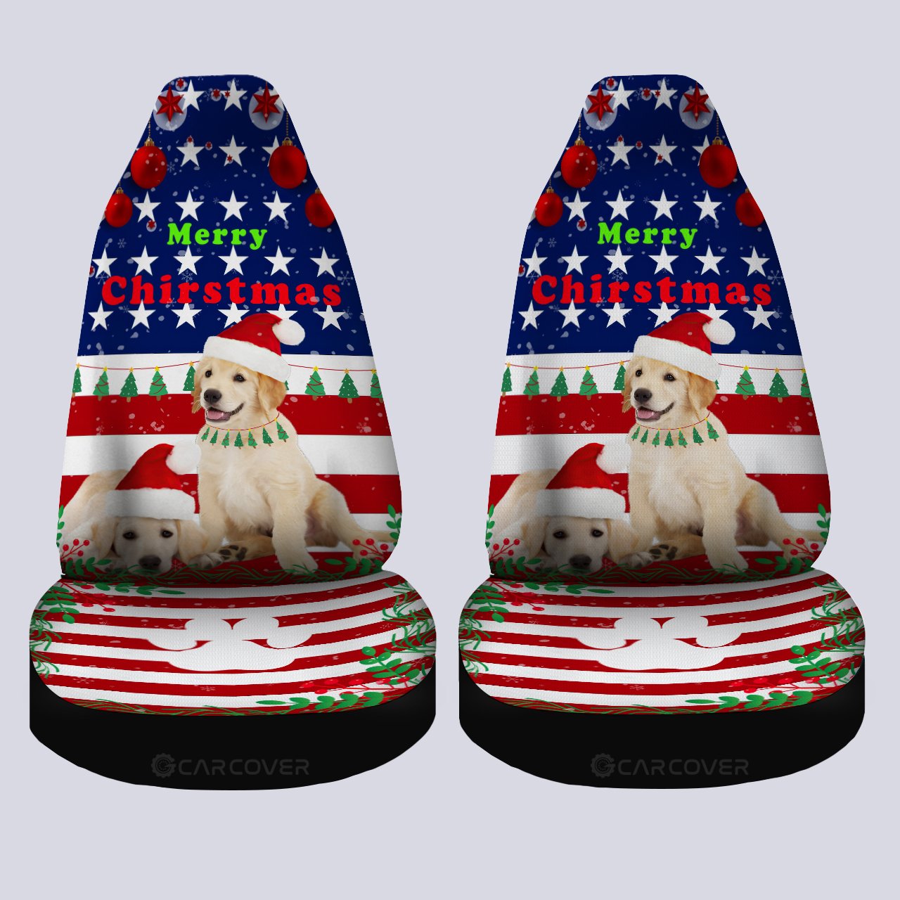 Labrador Retrievers Car Seat Covers Custom Christmas Dog Car Accessories - Gearcarcover - 4