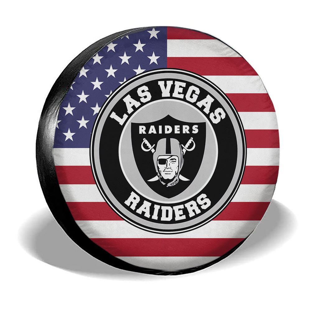 Las Vegas Raiders Spare Tire Covers Custom US Flag Style - Gearcarcover - 3