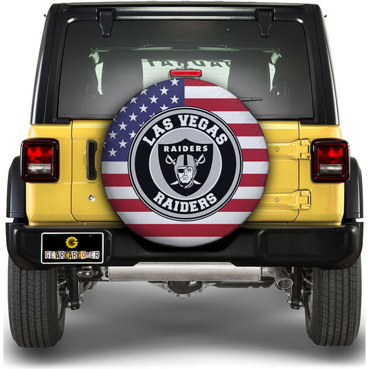 Las Vegas Raiders Spare Tire Covers Custom US Flag Style - Gearcarcover - 1