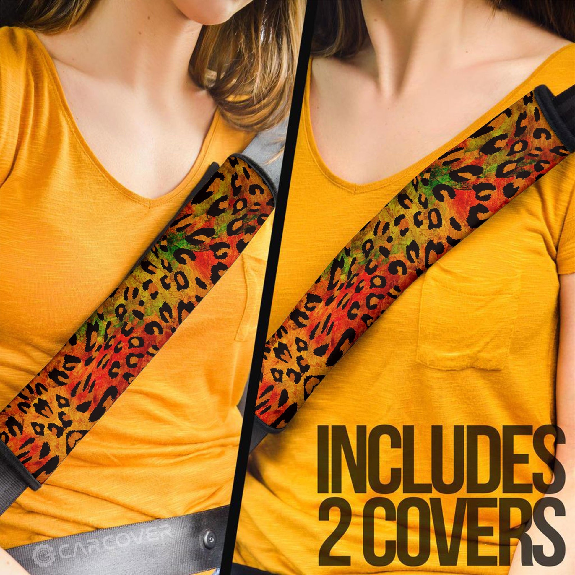 Leopard Skin Seat Belt Covers Custom Animal Skin Printed Car Interior Accessories - Gearcarcover - 2