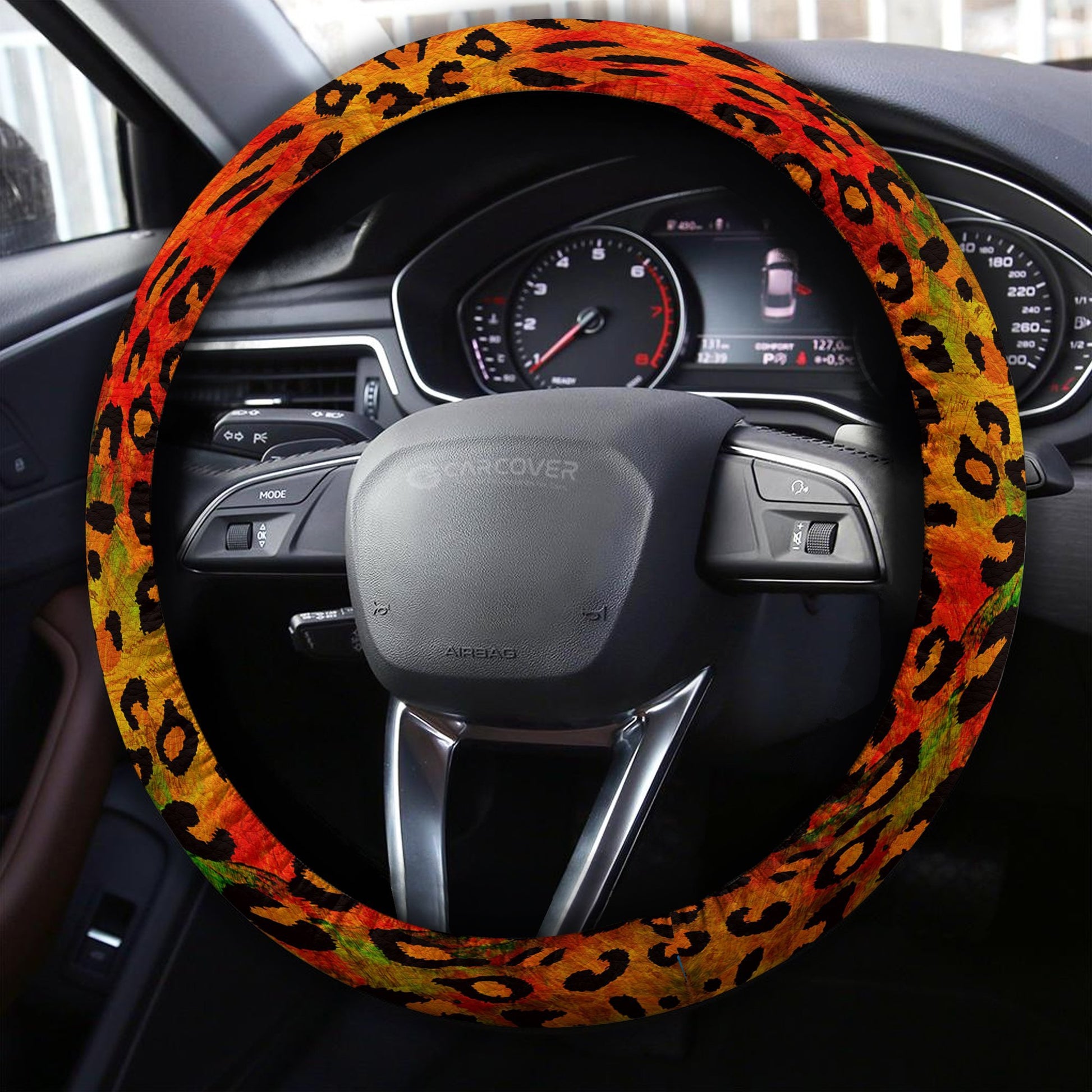 Leopard Skin Steering Wheel Cover Custom Animal Skin Printed Car Interior Accessories - Gearcarcover - 3