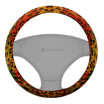 Leopard Skin Steering Wheel Cover Custom Animal Skin Printed Car Interior Accessories - Gearcarcover - 1