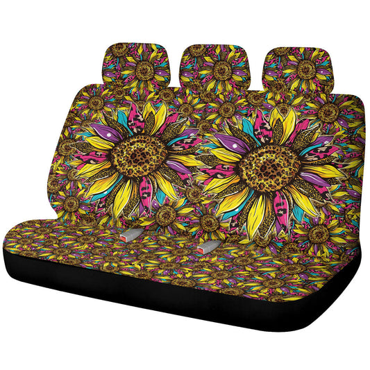 Leopard Sunflower Car Back Seat Cover Custom Car Accessories - Gearcarcover - 1