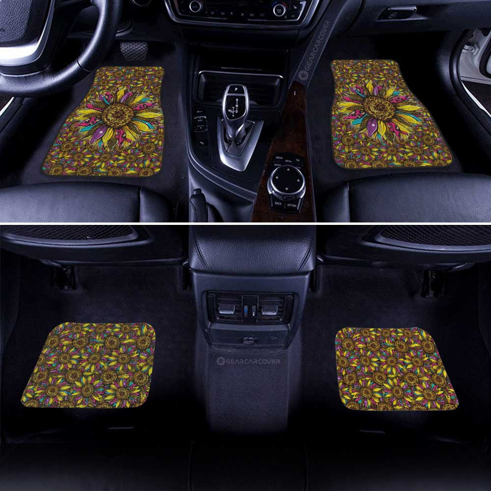 Leopard Sunflower Car Floor Mats Custom Car Accessories - Gearcarcover - 3