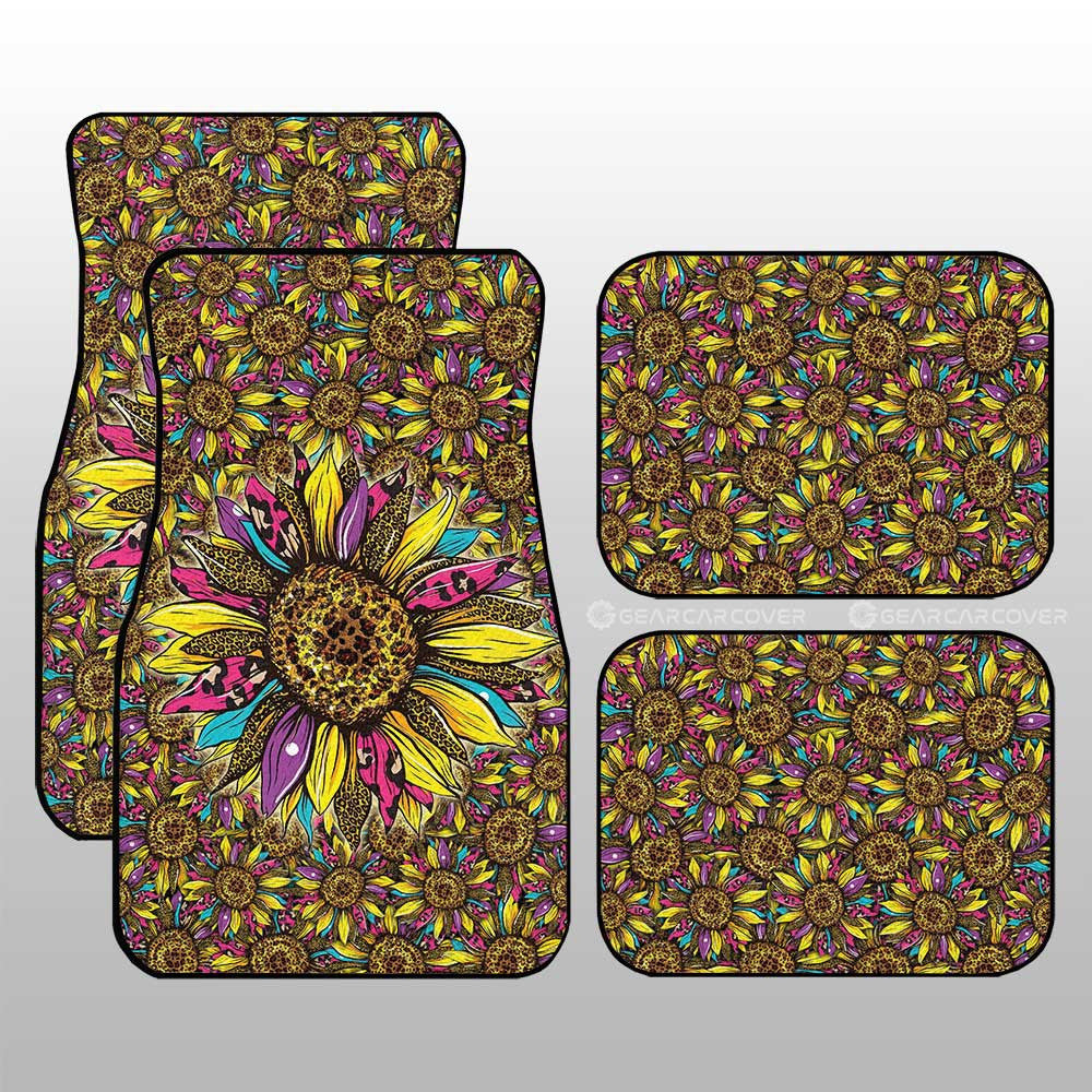 Leopard Sunflower Car Floor Mats Custom Car Accessories - Gearcarcover - 1