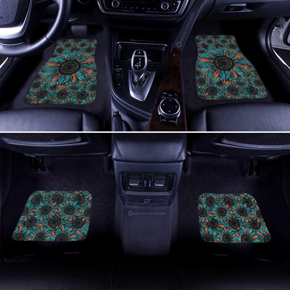 Leopard Sunflower Car Floor Mats Custom Car Decoration - Gearcarcover - 3