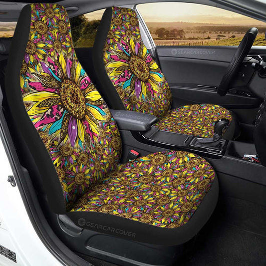Leopard Sunflower Car Seat Covers Custom Car Accessories - Gearcarcover - 1