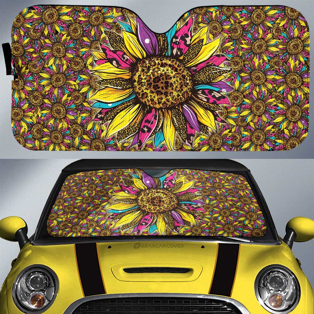 Leopard Sunflower Car Sunshade Custom Car Accessories - Gearcarcover - 1