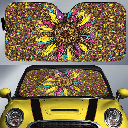 Leopard Sunflower Car Sunshade Custom Car Accessories - Gearcarcover - 1