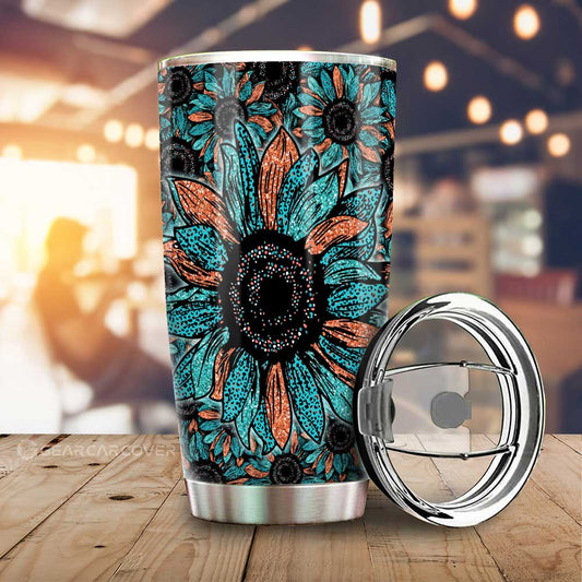 Leopard Sunflower Tumbler Cup Custom Car Decoration - Gearcarcover - 1