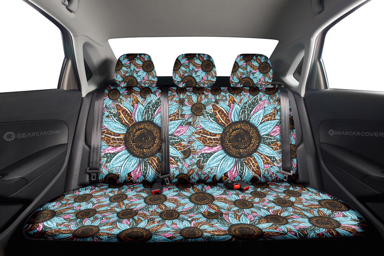 Leopard Tie Dye Sunflower Car Back Seat Cover Custom Car Decoration - Gearcarcover - 2