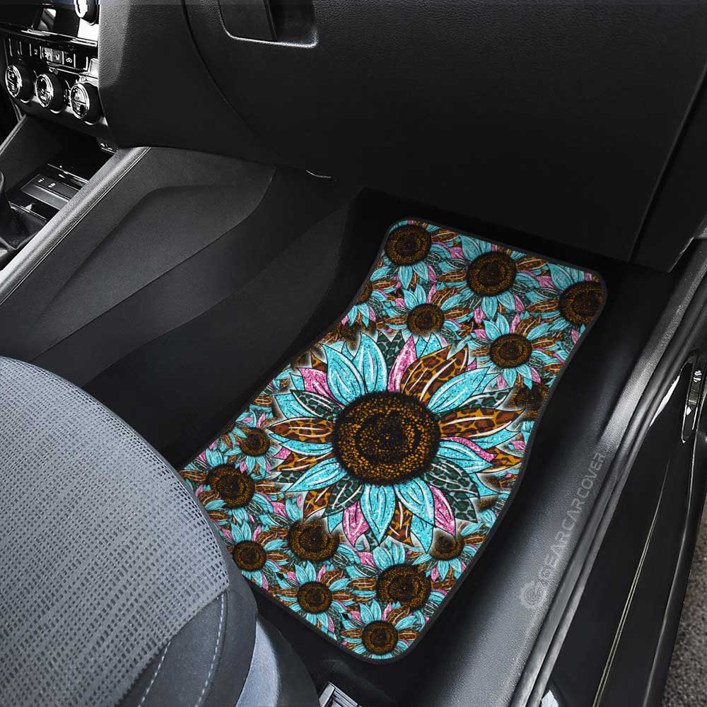 Leopard Tie Dye Sunflower Car Floor Mats Custom Car Decoration - Gearcarcover - 4