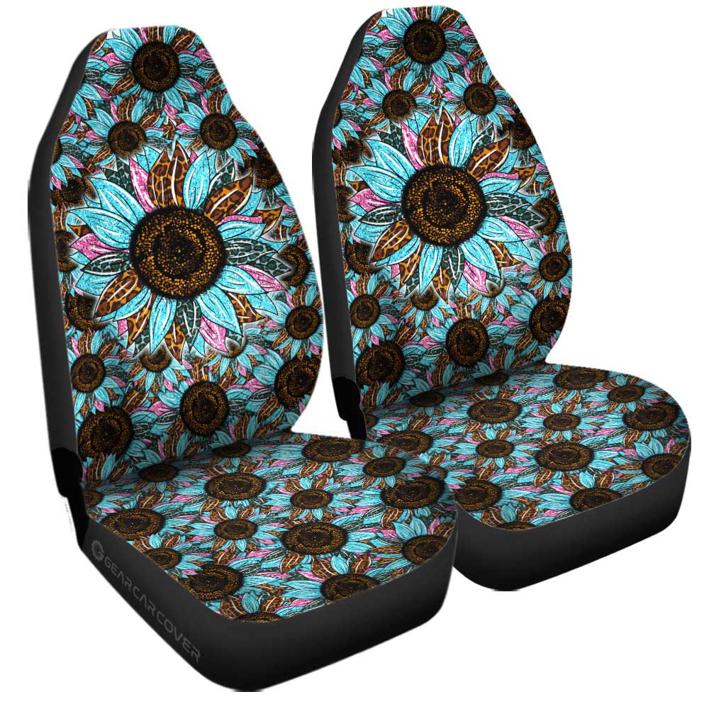 Leopard Tie Dye Sunflower Car Seat Covers Custom Car Decoration - Gearcarcover - 3