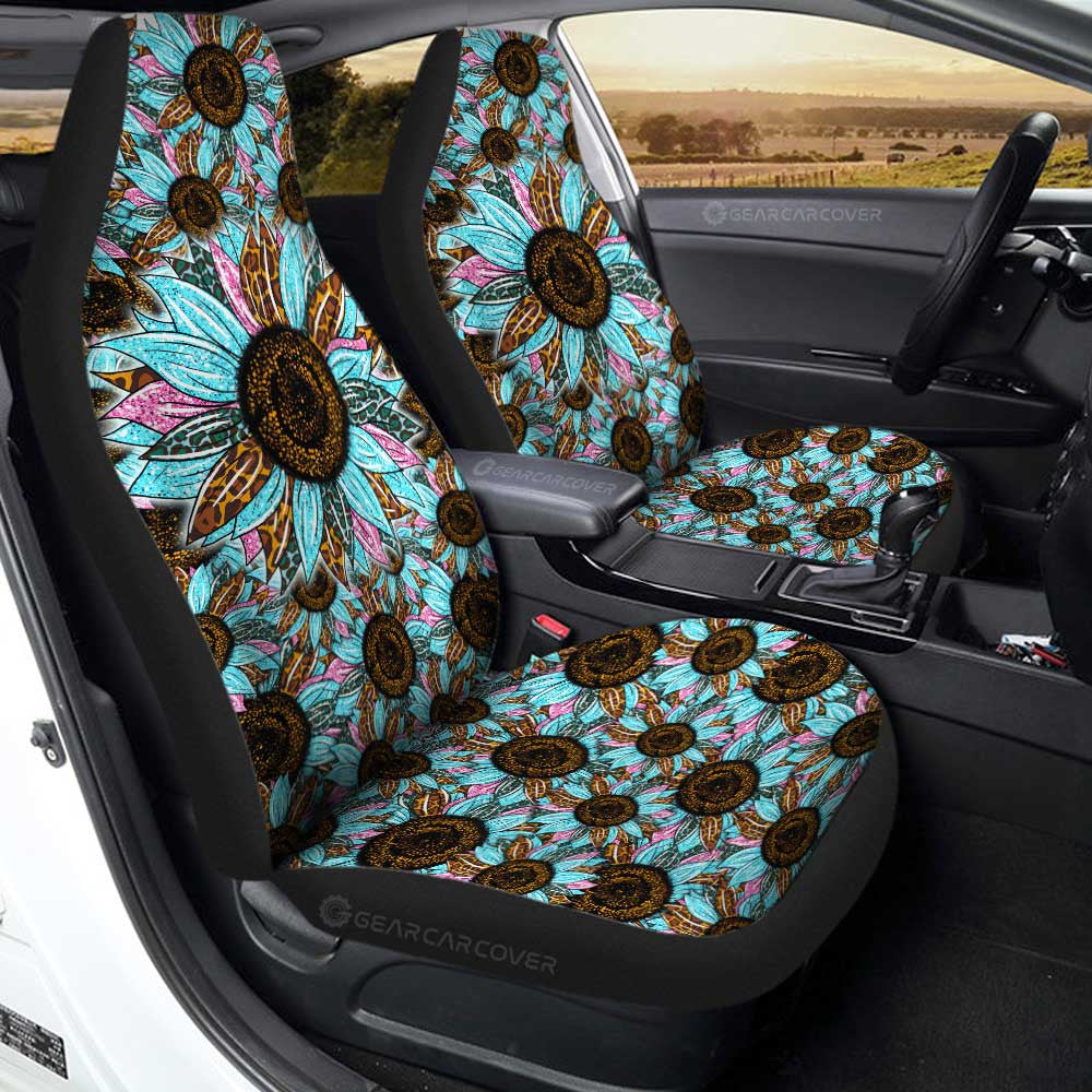 Leopard Tie Dye Sunflower Car Seat Covers Custom Car Decoration - Gearcarcover - 1