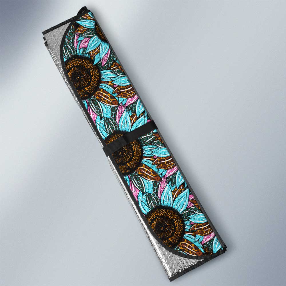 Leopard Tie Dye Sunflower Car Sunshade Custom Car Decoration - Gearcarcover - 3