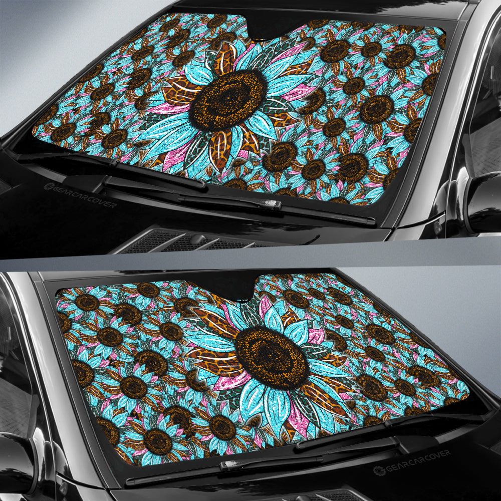 Leopard Tie Dye Sunflower Car Sunshade Custom Car Decoration - Gearcarcover - 2