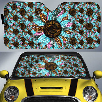 Leopard Tie Dye Sunflower Car Sunshade Custom Car Decoration - Gearcarcover - 1