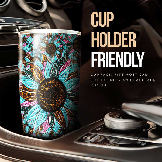 Leopard Tie Dye Sunflower Tumbler Cup Custom Car Decoration - Gearcarcover - 2
