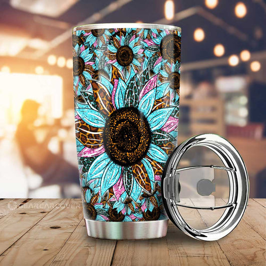 Leopard Tie Dye Sunflower Tumbler Cup Custom Car Decoration - Gearcarcover - 1