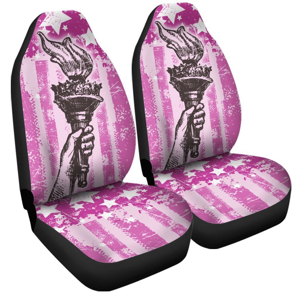 Liberty Torch Pink Car Seat Covers Custom American Flag Car Accessories - Gearcarcover - 4