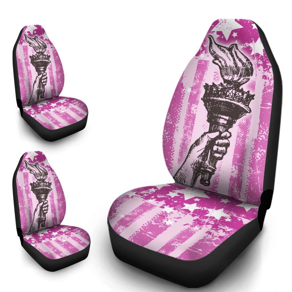 Liberty Torch Pink Car Seat Covers Custom American Flag Car Accessories - Gearcarcover - 1