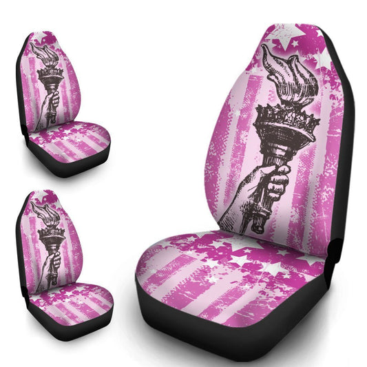 Liberty Torch Pink Car Seat Covers Custom American Flag Car Accessories - Gearcarcover - 1