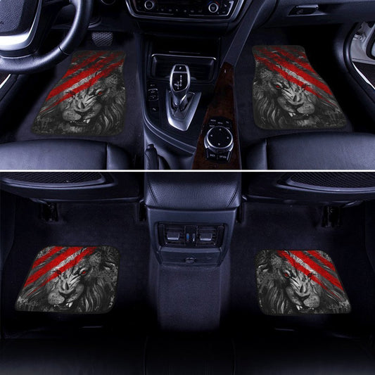 Lion Car Floor Mats Custom Red Scratches Wild Animal Car Accessories - Gearcarcover - 2