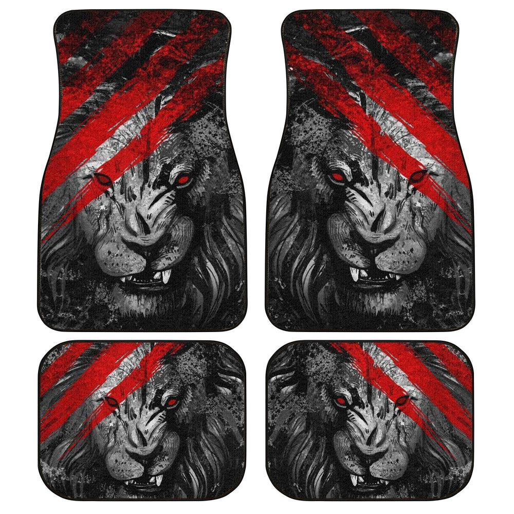 Lion Car Floor Mats Custom Red Scratches Wild Animal Car Accessories - Gearcarcover - 1