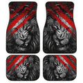 Lion Car Floor Mats Custom Red Scratches Wild Animal Car Accessories - Gearcarcover - 1