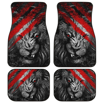 Lion Car Floor Mats Custom Red Scratches Wild Animal Car Accessories - Gearcarcover - 1