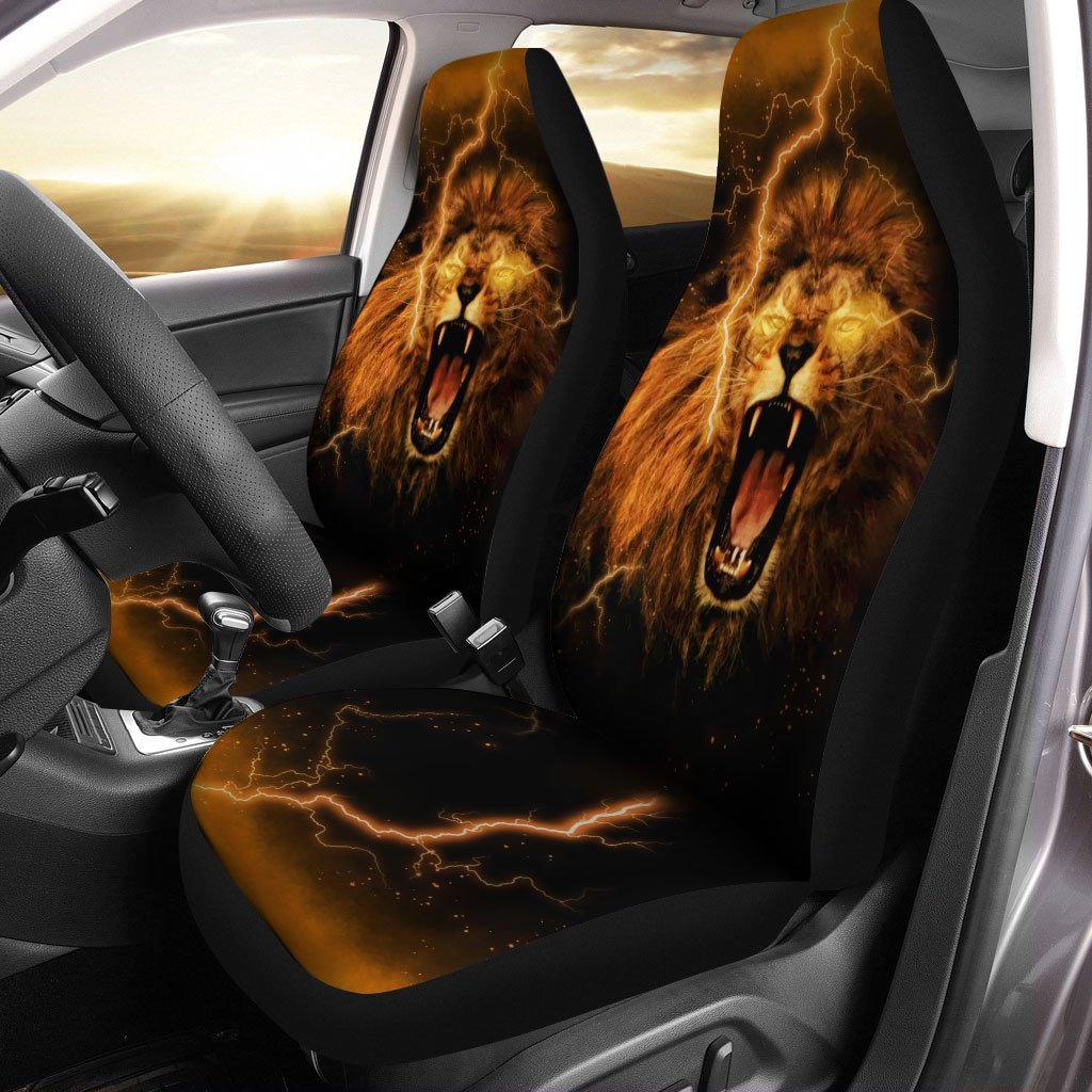 Lion Roar Car Seat Covers Custom Wild Animal Car Accessories - Gearcarcover - 1