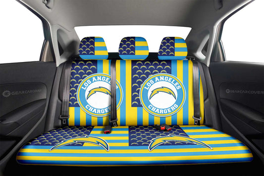 Los Angeles Chargers Car Back Seat Cover Custom US Flag Style - Gearcarcover - 2
