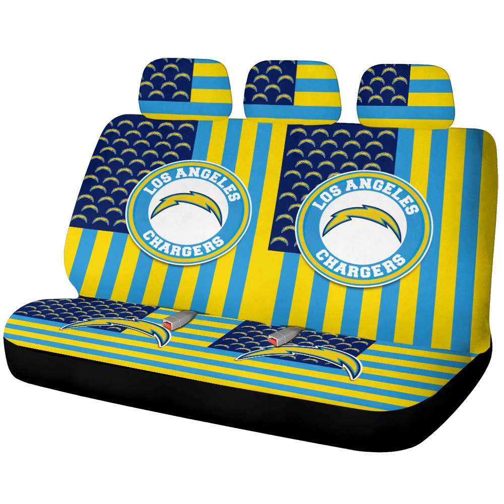 Los Angeles Chargers Car Back Seat Cover Custom US Flag Style - Gearcarcover - 1