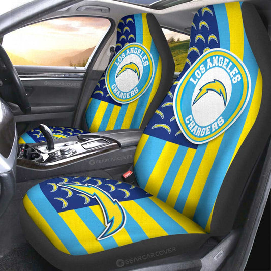 Los Angeles Chargers Car Seat Covers Custom US Flag Style - Gearcarcover - 2