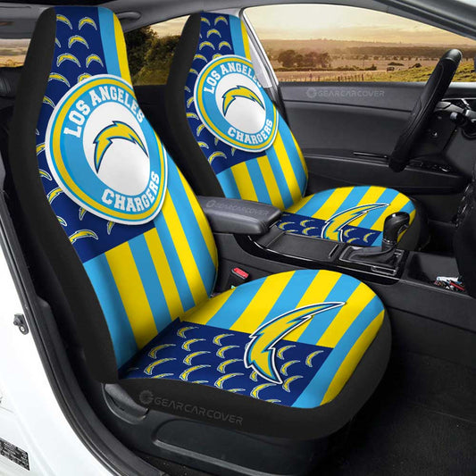 Los Angeles Chargers Car Seat Covers Custom US Flag Style - Gearcarcover - 1