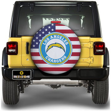 Los Angeles Chargers Spare Tire Covers Custom US Flag Style - Gearcarcover - 1